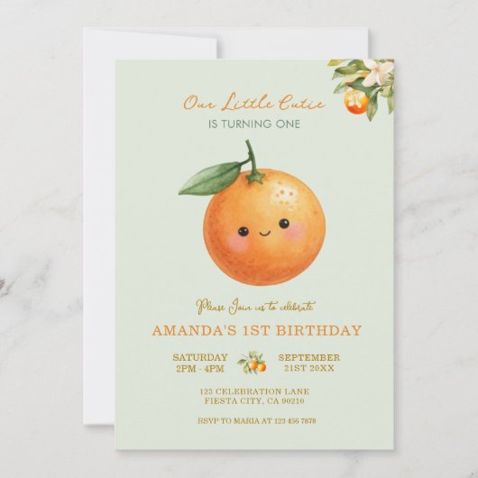 Oranges Notre petite chérie Invitation pour le pre (Devant)