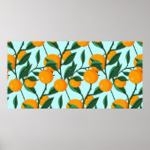 oranges on leaf branches seamless pattern, citrus  poster (Voorkant)