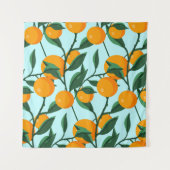 oranges on leaf branches seamless pattern, citrus  wandkleed (Voorkant)