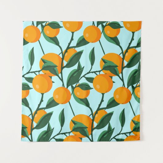 oranges on leaf branches seamless pattern, citrus wandkleed (Voorkant)