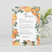 Oranges romantiques Détails du Mariage Carte de bo (Debout devant)