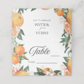 Oranges romantiques Mariage Numéro de table Carte (Extérieur déplié)