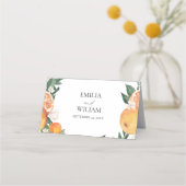 Oranges romantiques Mariage Numéro de table Carte (Dos)