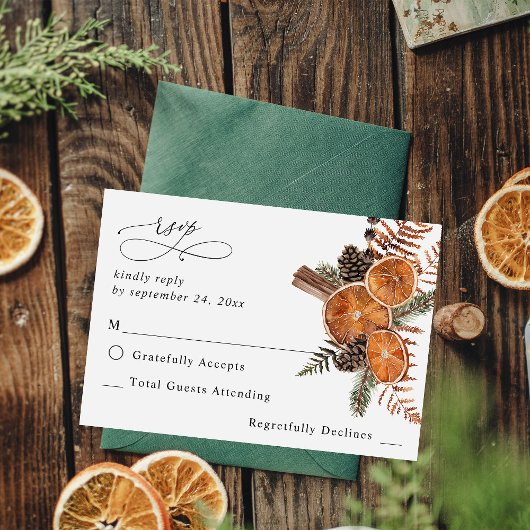 Oranges Rustic Holiday no Repas RSVP