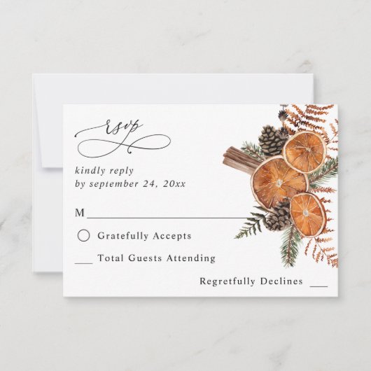 Oranges Rustic Holiday no Repas RSVP (Devant)