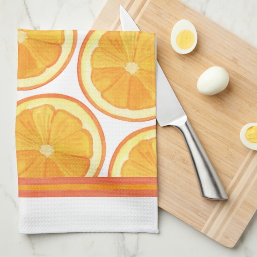 Oranges - serviette de cuisine (Quart Plié)