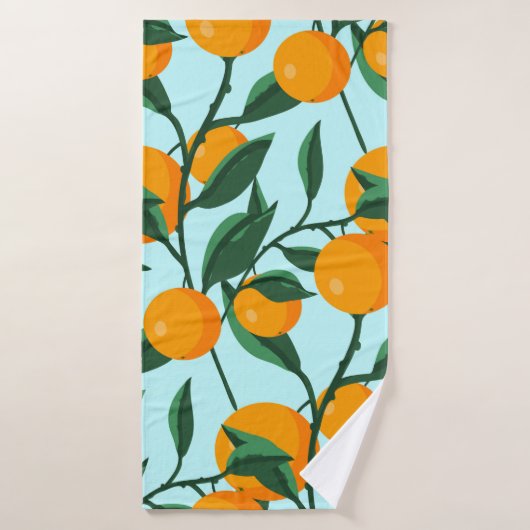 oranges sur branches de feuilles sans soudure moti (Serviette de bain)