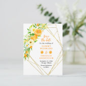 Oranges with Foliage Wedding Save The Date Briefkaart (Staand voorkant)