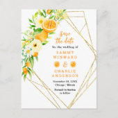 Oranges with Foliage Wedding Save The Date Briefkaart (Voorkant)