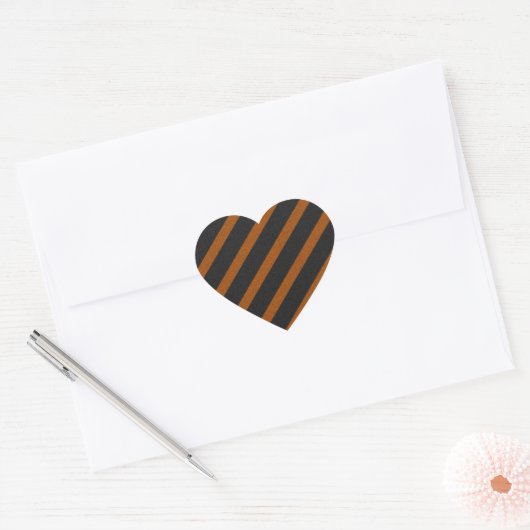 Orangle & Black Stripes Glitter Hart Sticker (Envelop)