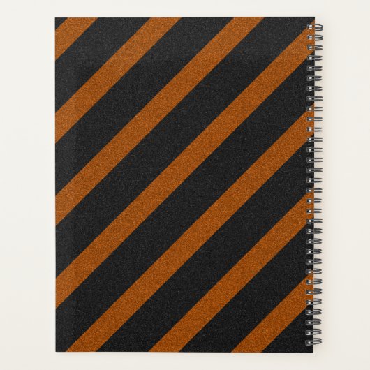 Orangle & Black Stripes Glitter Planner (Achterkant)