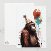 Orangoutan Anniversaire Carte de voeux Appartement (Devant / Derrière)