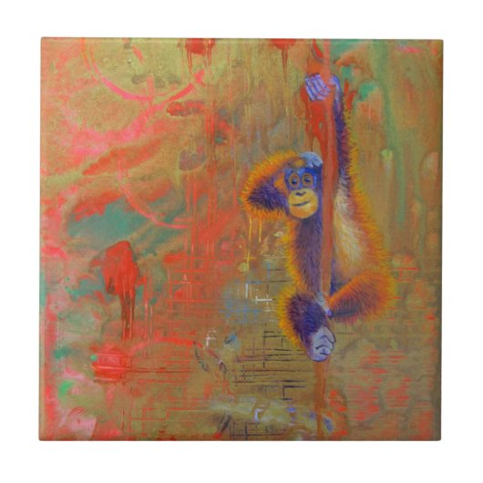 Orangutan Abstract Tegeltje (Voorkant)