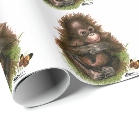 Orangutan Baby en Butterfly Cadeaupapier (Rol Hoek)