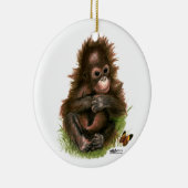 Orangutan Baby en Butterfly Keramisch Ornament (Rechts)