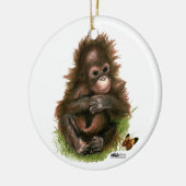 Orangutan Baby en Butterfly Keramisch Ornament (Links)