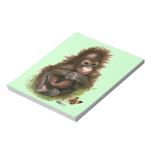 Orangutan Baby en Butterfly Notitieblok (Gedraaid)