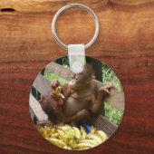 Orangutan Baby in BorneoButton Sleutelhanger (Voorkant)