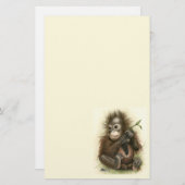 Orangutan Baby met bladeren Briefpapier (Voorkant / Achterkant)