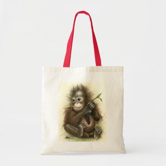 Orangutan Baby met bladeren Tote Bag (Voorkant)