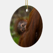 Orangutan Baby met een peek Keramisch Ornament (Rechts)