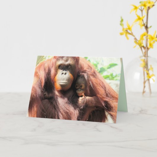 Orangutan duikt op Moederdag Kaart (Gele Bloem)