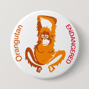 Orangutan - knop ronde button 7,6 cm
