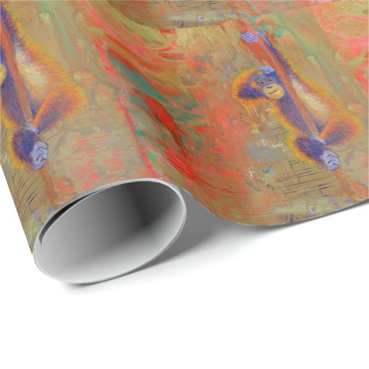 Orangutan Monkey Abstract Gold Cadeaupapier (Rol Hoek)