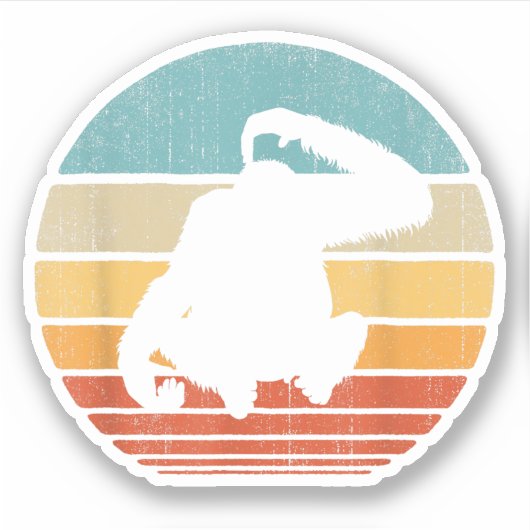 Orangutan Retro  Sunset Mammal Animal Sticker (Voorkant)