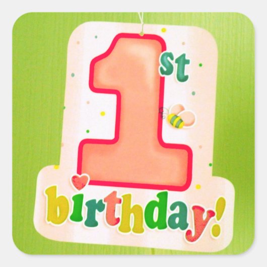 Oranje 1e verjaardag Label op groene deur (Voorkant)