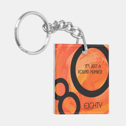 Oranje 80 decennium van de geboorte sleutelhanger (Voorkant Links)