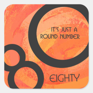 Oranje 80 decennium van de geboorte vierkante sticker
