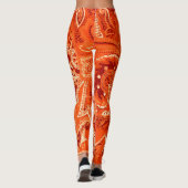 Oranje aangepaste Bandanna Comfortable Retro Leggings (Achterkant)