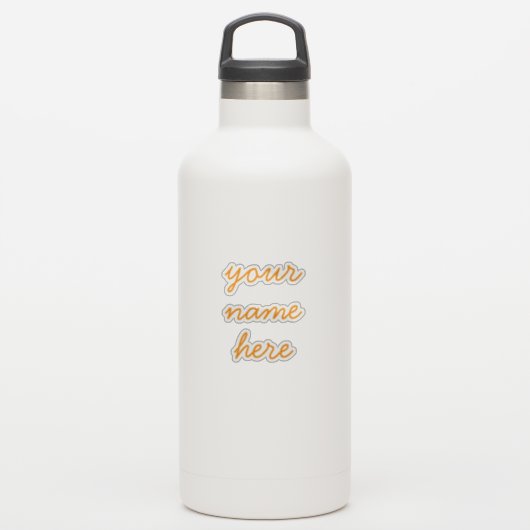 Oranje Aangepaste Naam Eenvoudige Minimale Script Sticker (Waterfles)