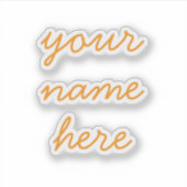 Oranje Aangepaste Naam Eenvoudige Minimale Script Sticker (Voorkant)