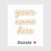 Oranje Aangepaste Naam Eenvoudige Minimale Script Sticker (Vel)