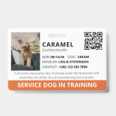 Oranje aangepaste QR-code servic hond in opleiding Badge (Voorzijde)