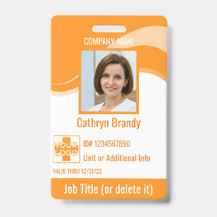 Oranje aangepaste werknemersbeveiligings-ID, logo, Badge