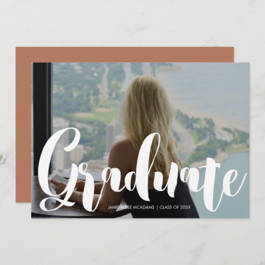 Oranje aankondiging van de minimalistische fotogra (Voorkant / Achterkant)