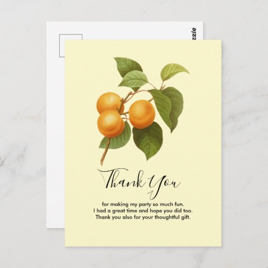  Oranje abrikozen Waterverf Dank u wel Briefkaart (Voorkant / Achterkant)