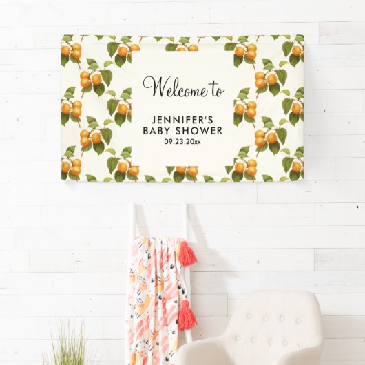 Oranje Abrikozen Waterverf Patroonpartij Spandoek (Insitu)