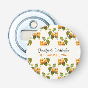  Oranje Abrikozen Waterverf Pattern Wedding Button Flesopener