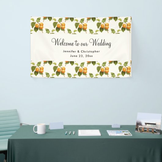 Oranje Abrikozen Waterverf Pattern Wedding Spandoek (Beurs)