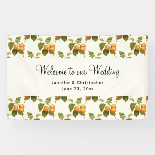  Oranje Abrikozen Waterverf Pattern Wedding Spandoek (Horizontaal)