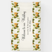  Oranje Abrikozen Waterverf Pattern Wedding Spandoek (Verticaal)