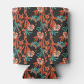 Oranje Abstract Floral Pattern Blikjeskoeler (Achterkant)