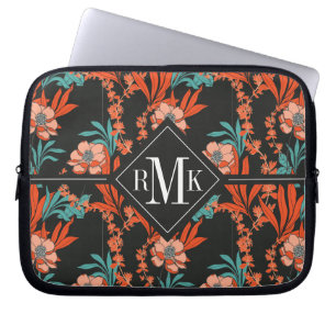 Oranje Abstract Floral Pattern Laptop Sleeve