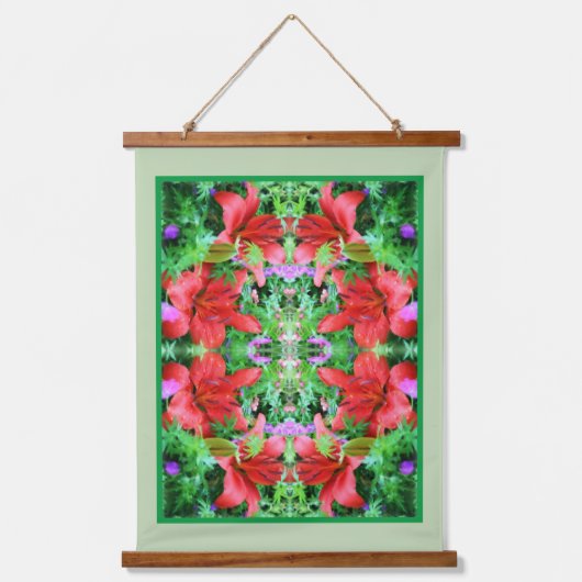 Oranje Abstracte dwergkunst Hangend Wandkleed (Voorkant)