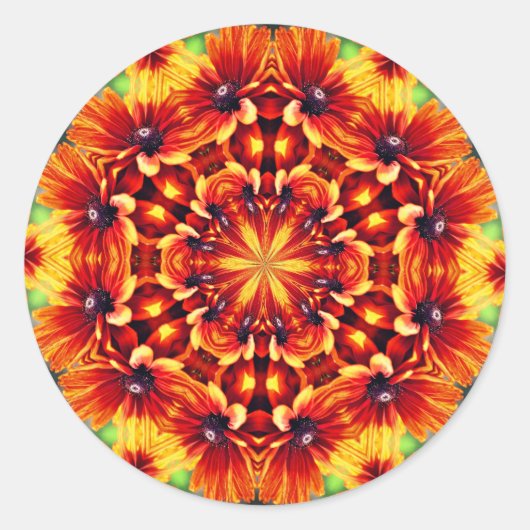 Oranje Abstracte vloerkunst Ronde Sticker (Voorkant)