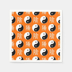 Oranje achtergrond Chinees Yinyang Patroon Servet